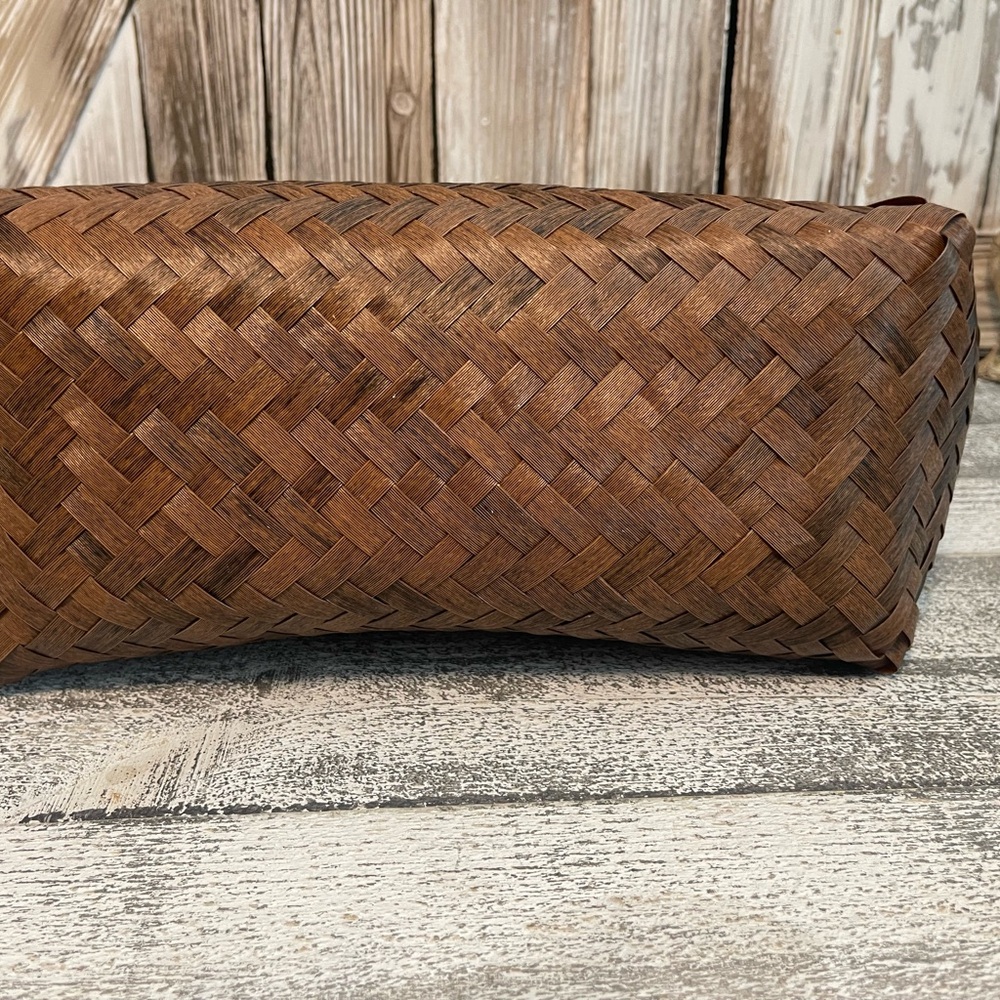 Tommy Bahama NWT Large Woven Tote Bag Brown Bamboo Handle Beach Resort Purse - Picture 9 of 12